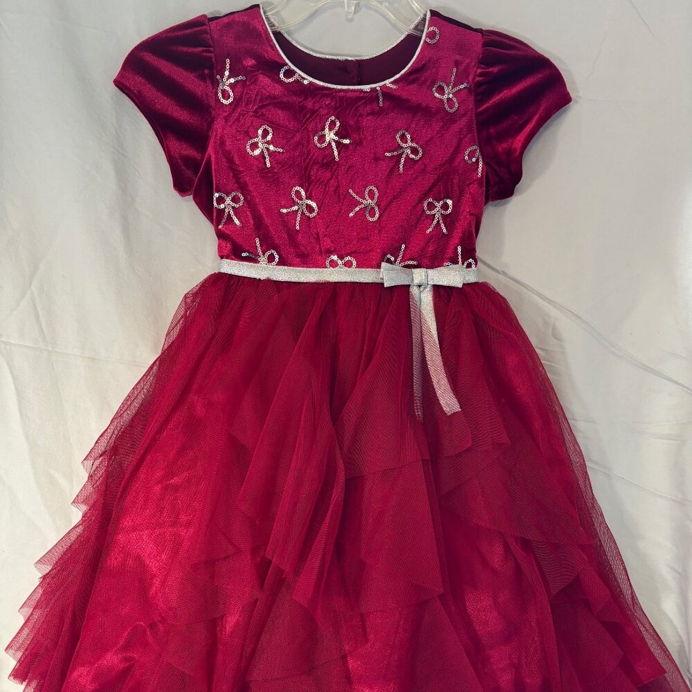 🆕 Girls Jona Michelle dress: red sparkle bows with tulle - NWT